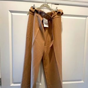 NWT ZARA CAMEL COLOR CULOTTES with belt